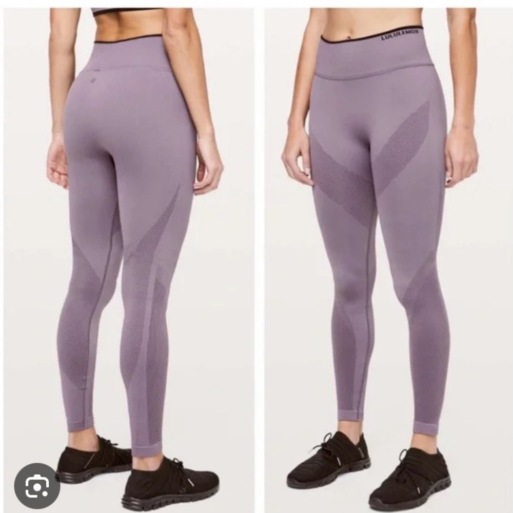 Lululemon Iconic Sweat Leggings Womens 6 Graphite Purple Black Seamless